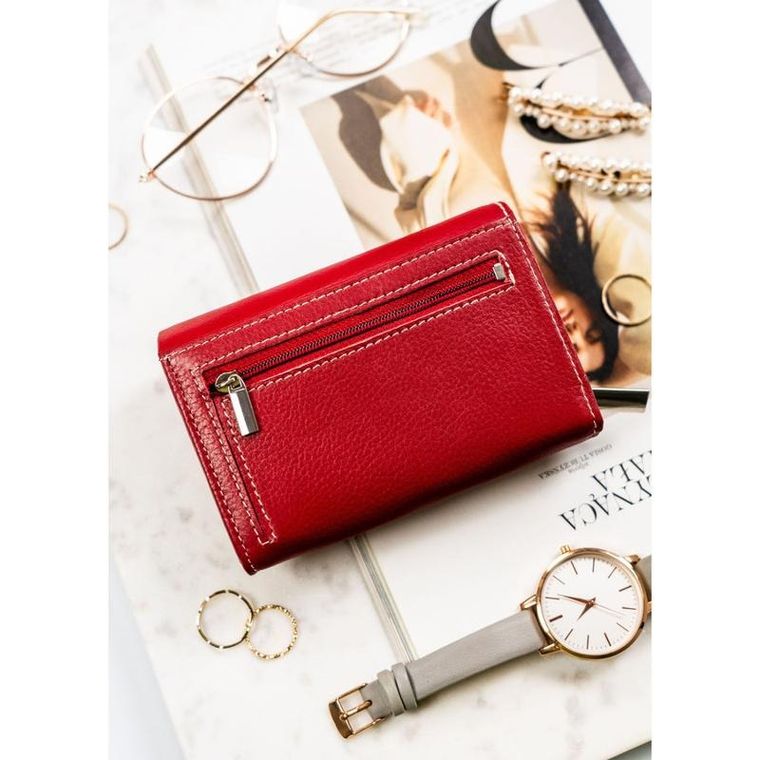 Portfel, czerwony, skórzany, Rovicky