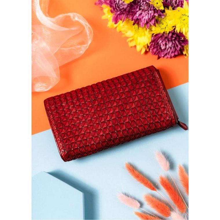 Portfel, czerwony, skórzany, Rovicky