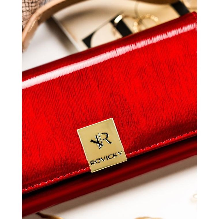 Portfel, czerwony, skórzany, Rovicky