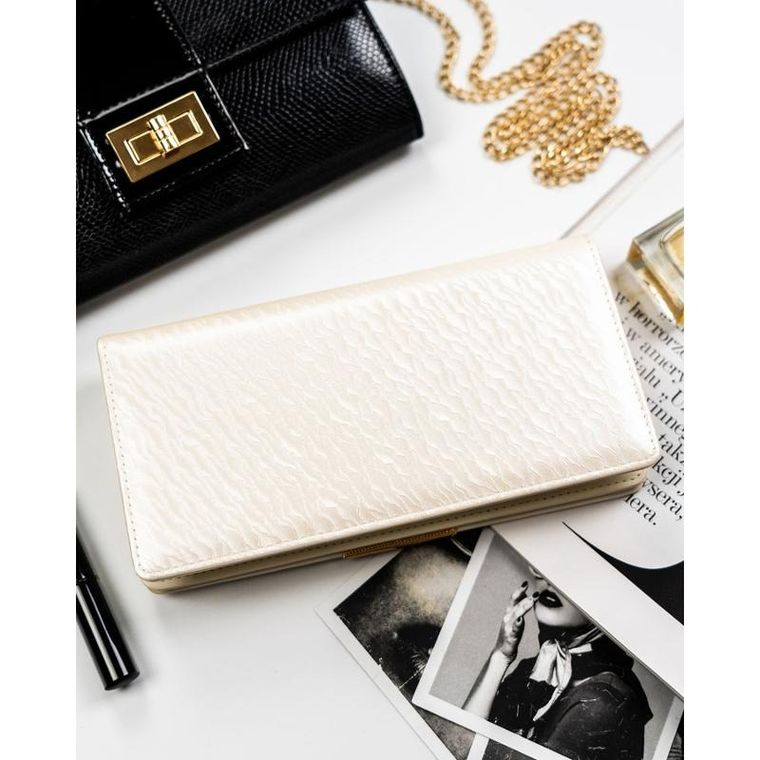 Portfel, ecru, skóra ekologiczna, Peterson