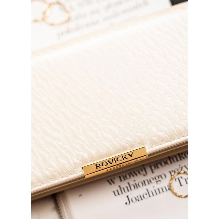 Portfel, ecru, skóra ekologiczna, RFID, Rovicky