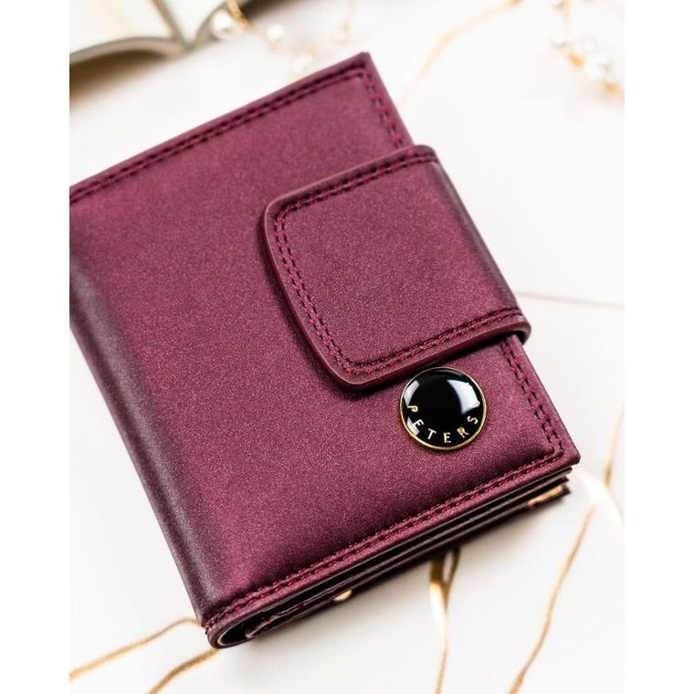Portfel, fioletowy, skóra naturalna i ekologiczna, Peterson