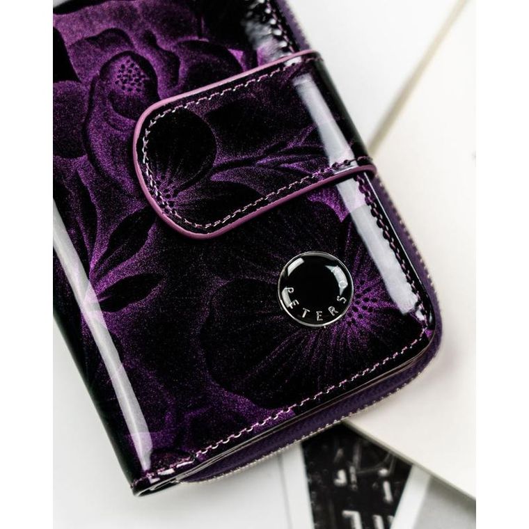 Portfel, fioletowy, skóra naturalna i ekologiczna, Peterson