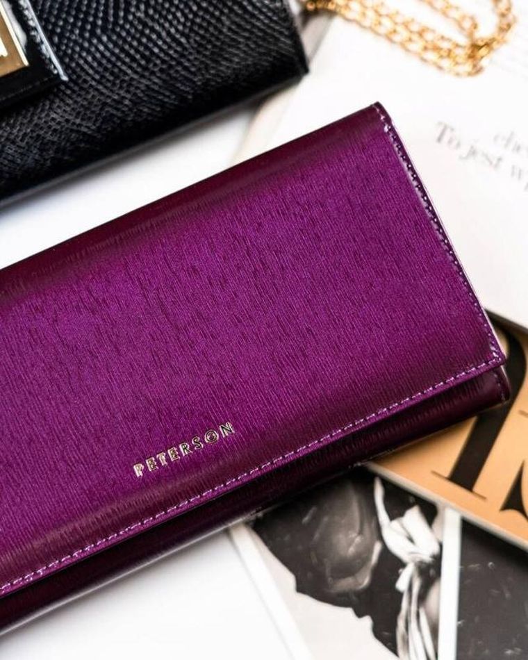 Portfel, fioletowy, skórzany, RFID, Peterson