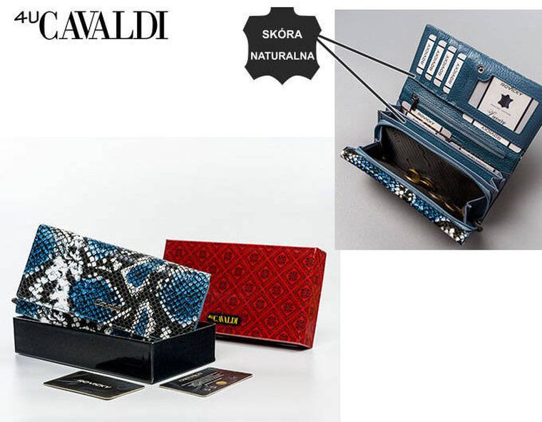 Portfel, granatowy, skóra ekologiczna, Cavaldi