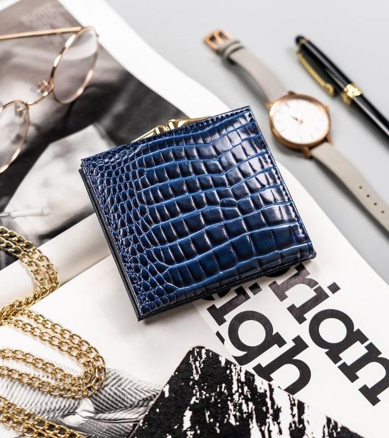 Portfel, granatowy, skóra ekologiczna, Milano Design