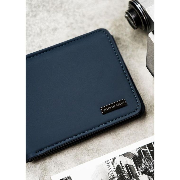 Portfel, granatowy, skóra ekologiczna, Peterson