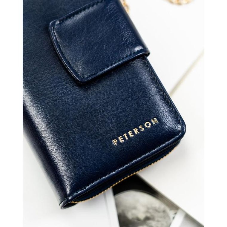 Portfel, granatowy, skóra ekologiczna, Peterson