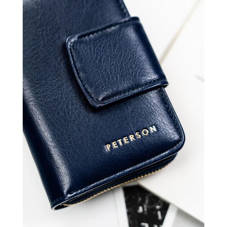 Portfel, granatowy, skóra ekologiczna, Peterson