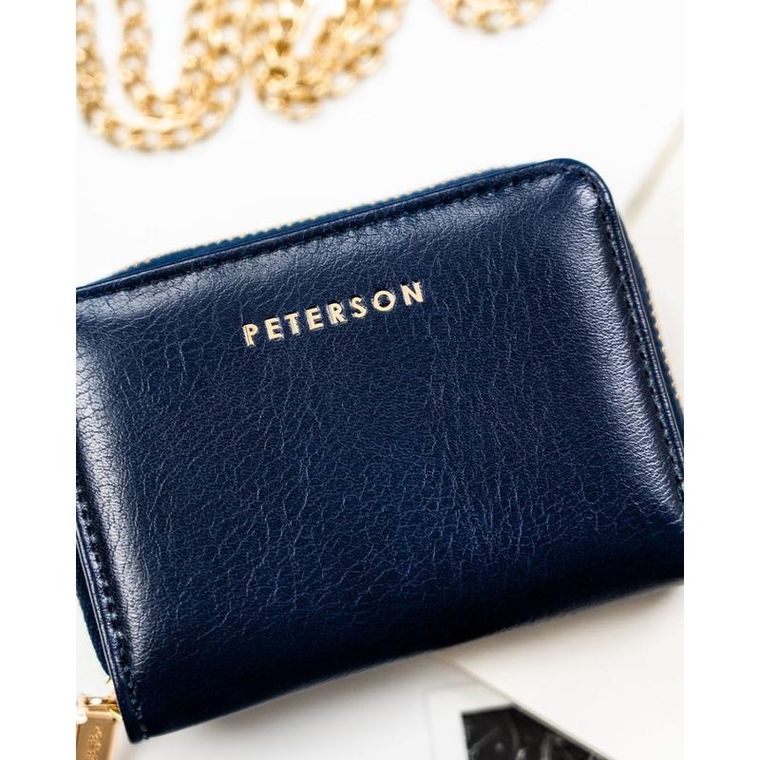 Portfel, granatowy, skóra ekologiczna, Peterson