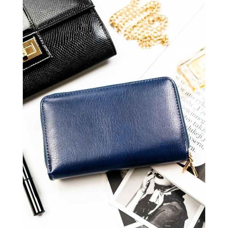 Portfel, granatowy, skóra ekologiczna, Peterson