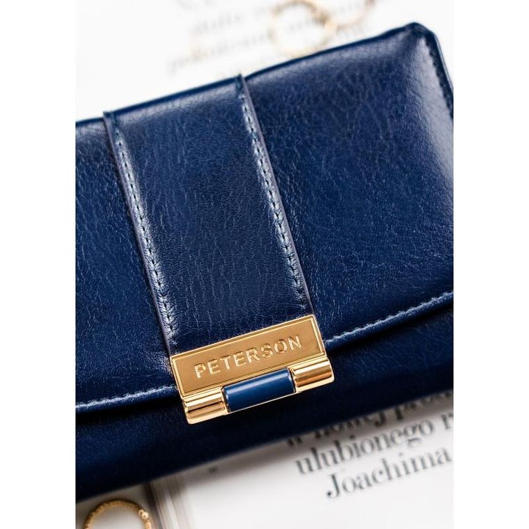 Portfel, granatowy, skóra ekologiczna, Peterson