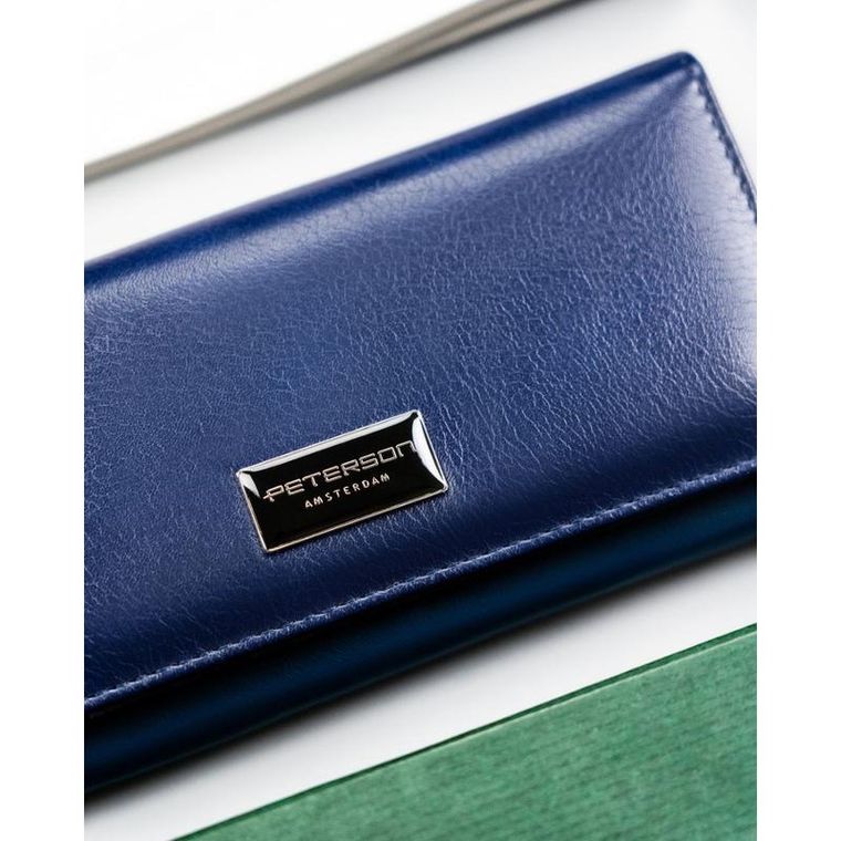 Portfel, granatowy, skóra ekologiczna, Peterson