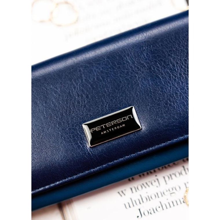 Portfel, granatowy, skóra ekologiczna, Peterson