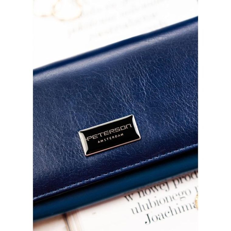 Portfel, granatowy, skóra ekologiczna, Peterson