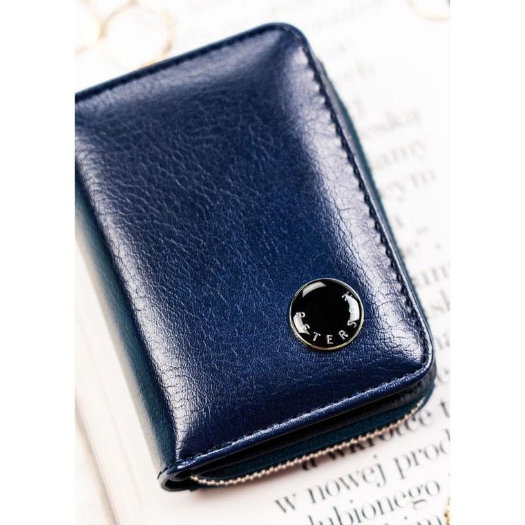 Portfel, granatowy, skóra ekologiczna, Peterson