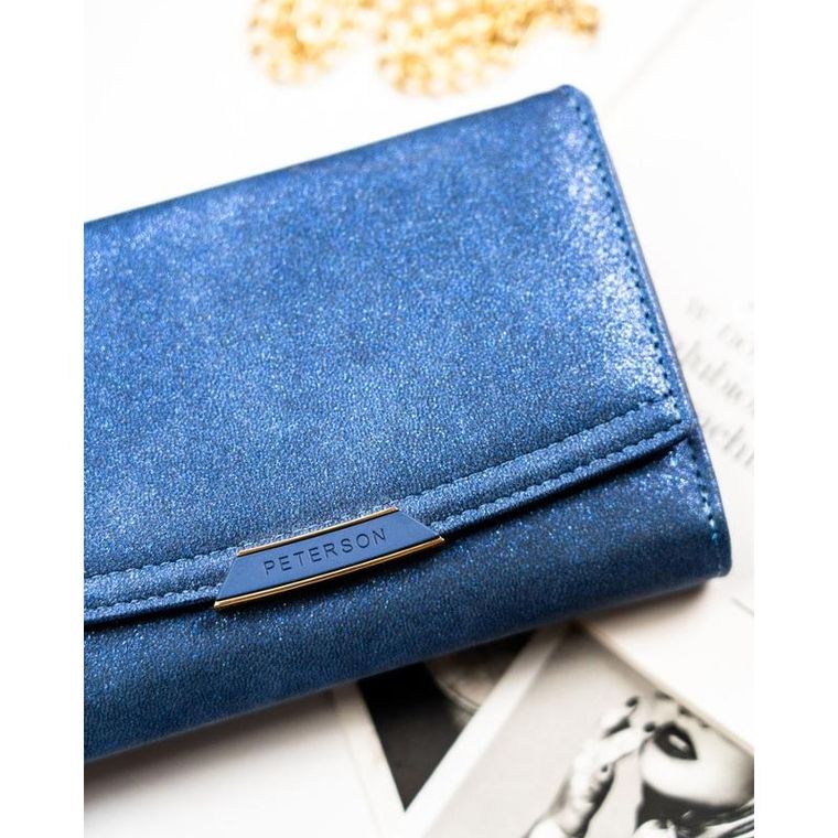 Portfel, granatowy, skóra ekologiczna, RFID, Peterson