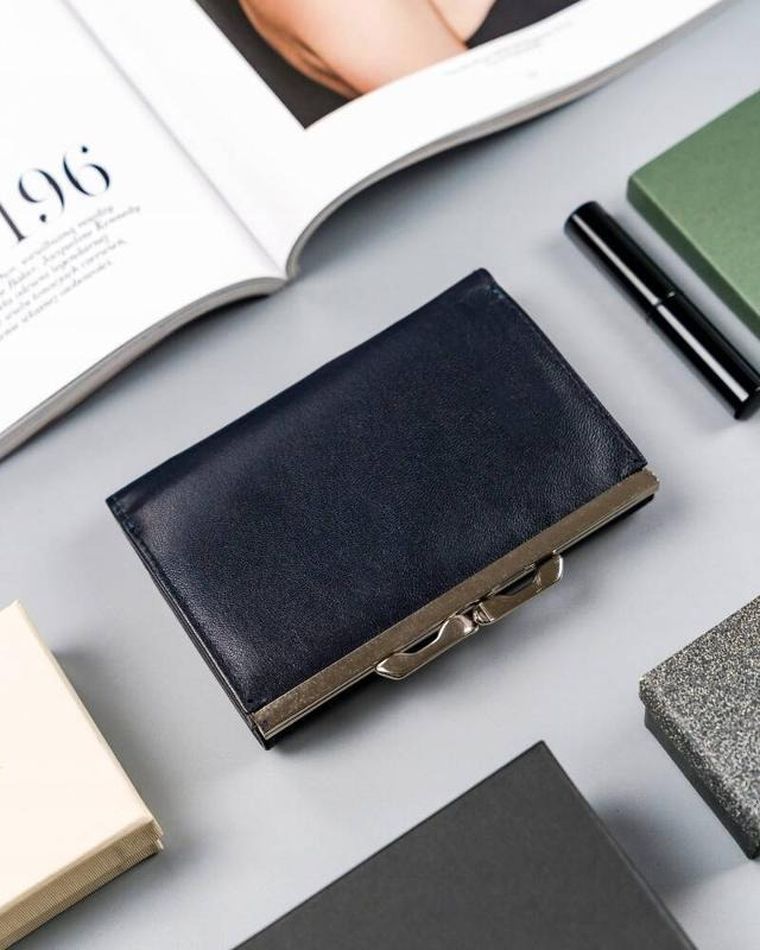 Portfel, granatowy, skórzany, 4U Cavaldi