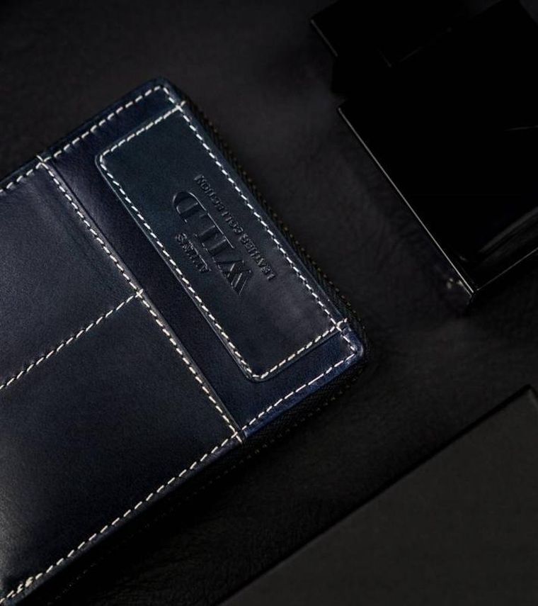 Portfel, granatowy, skórzany, Always Wild