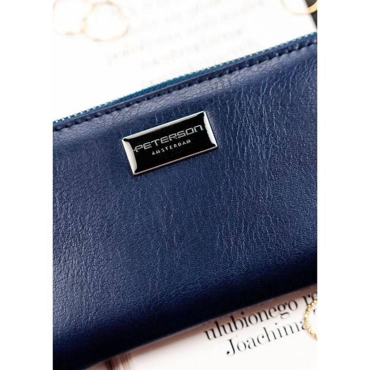 Portfel, granatowy, skórzany, Peterson