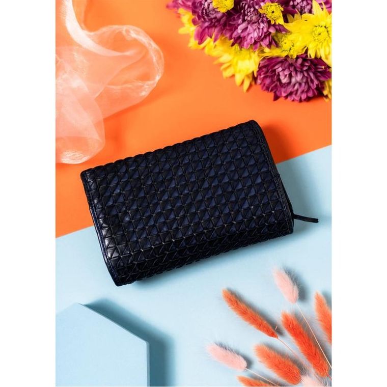 Portfel, granatowy, skórzany, RFID, Rovicky