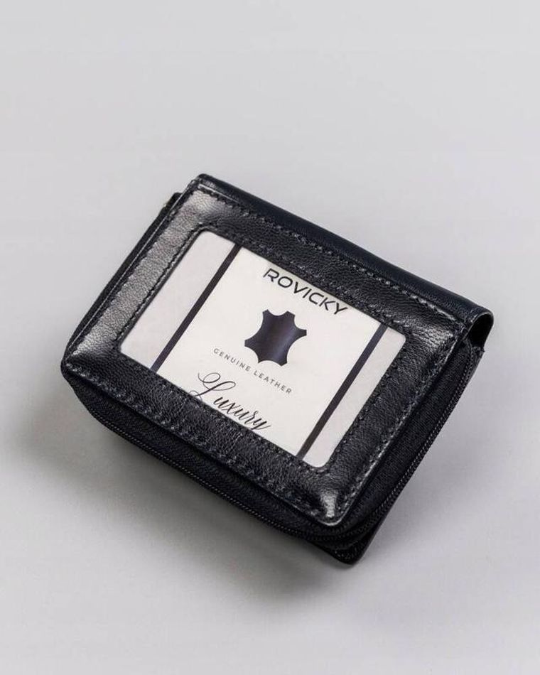 Portfel, granatowy, skórzany, Rovicky