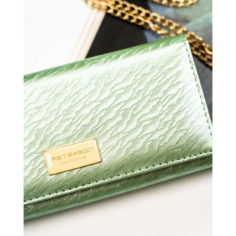 Portfel, jasnozielony, skórzany, Peterson