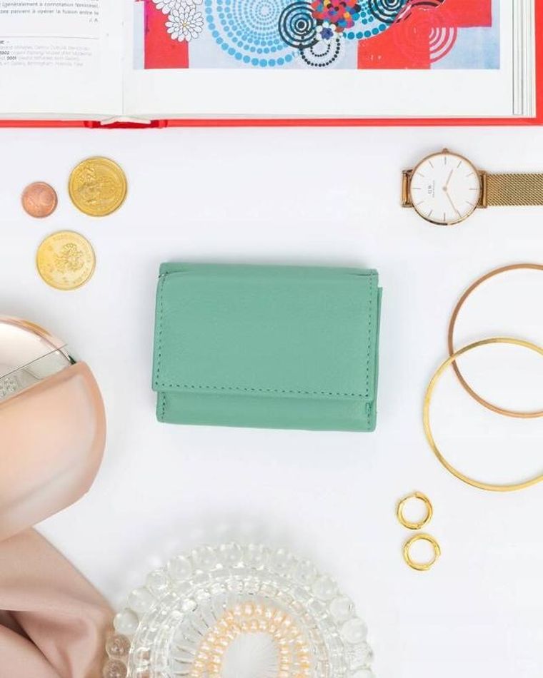 Portfel, jasnozielony, skórzany, Rovicky