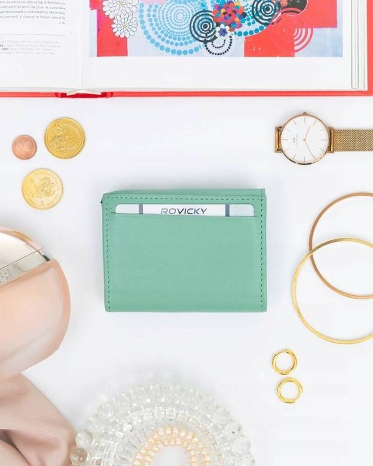 Portfel, jasnozielony, skórzany, Rovicky