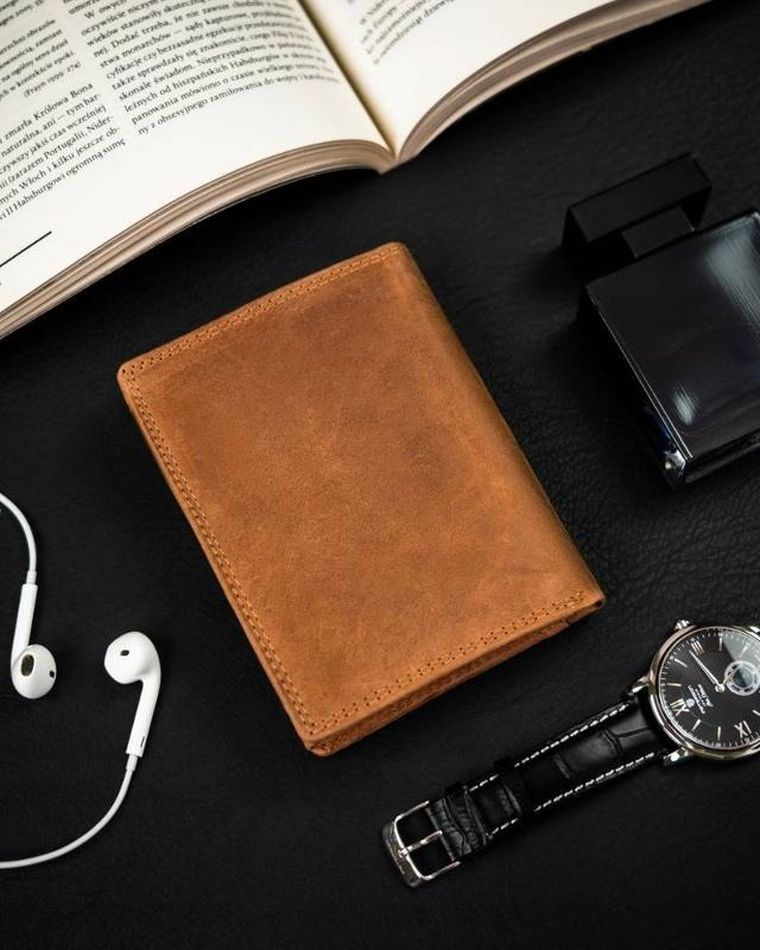 Portfel męski bez zapięcia z naturalnej skóry nubukowej, Peterson