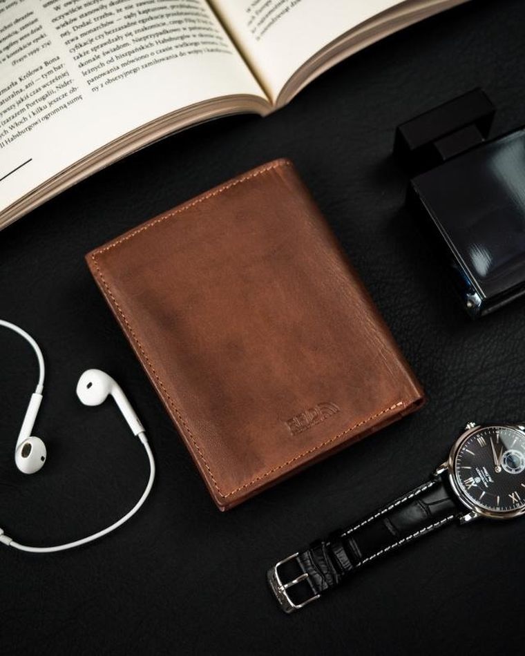 Portfel męski z cieniowanej skóry naturalnej, Peterson