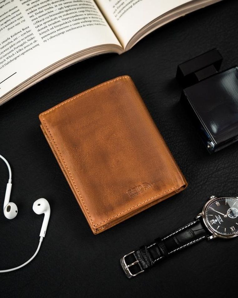 Portfel męski z cieniowanej skóry naturalnej, Peterson