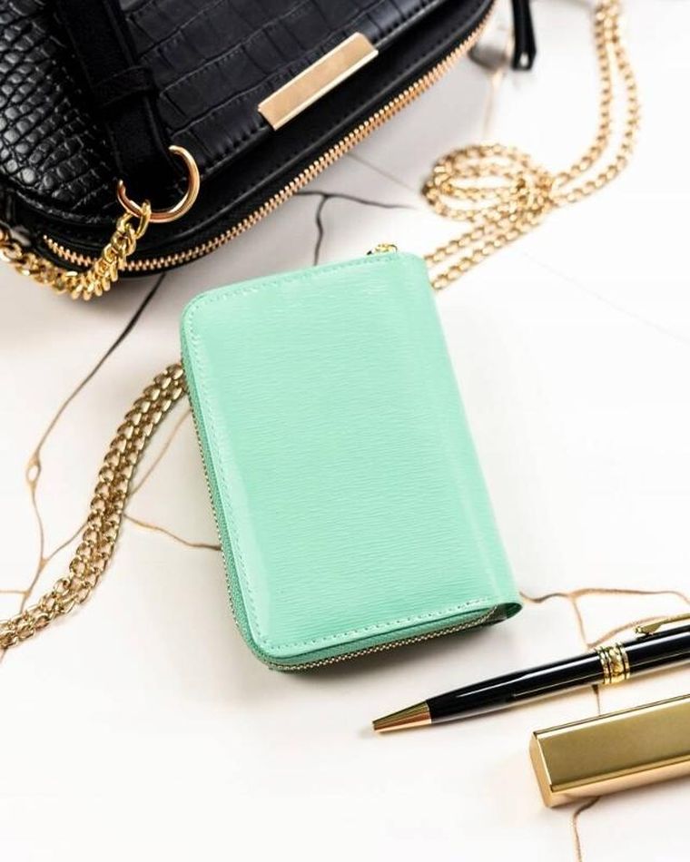 Portfel, miętowy, skórzany, Lorenti
