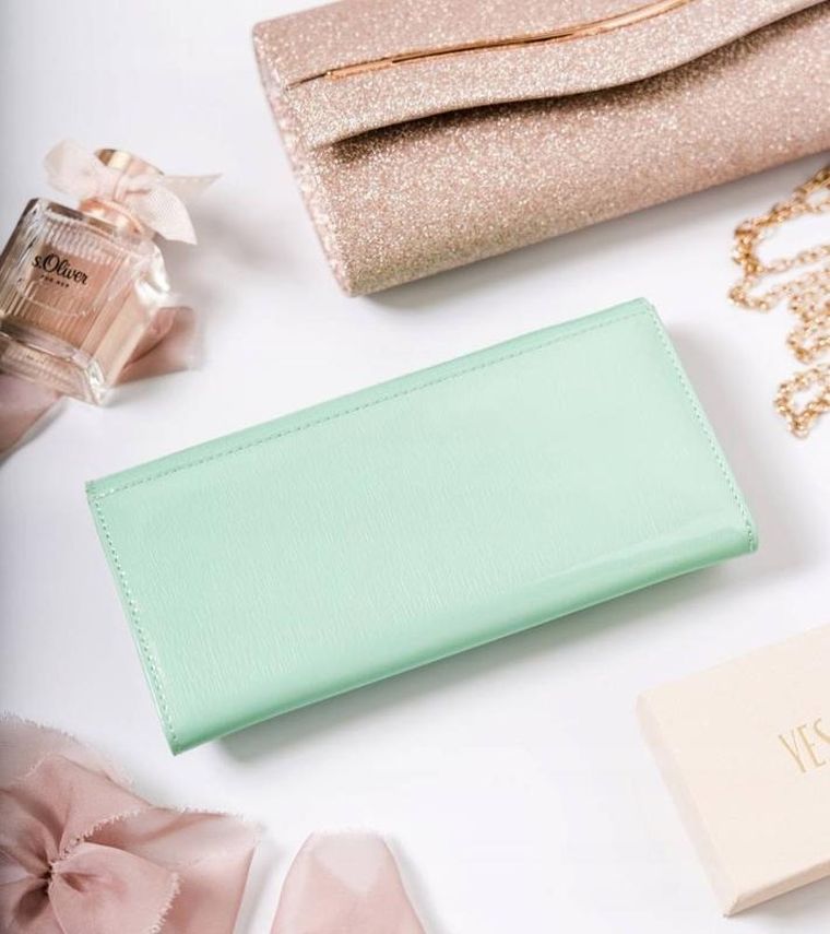 Portfel, miętowy, skórzany, Lorenti
