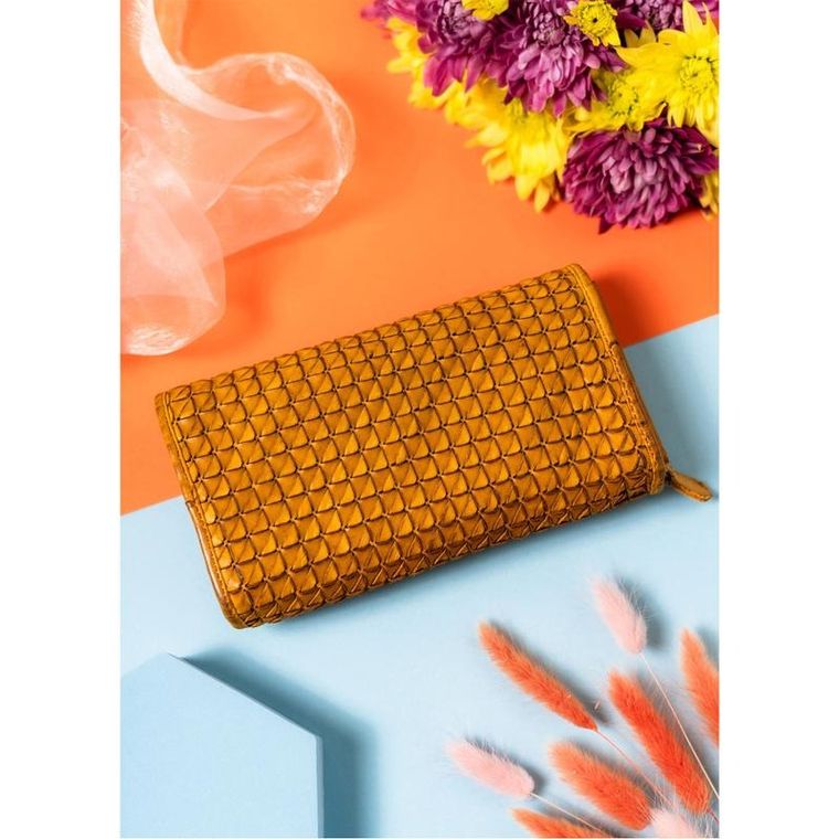 Portfel, musztardowy, skórzany, Rovicky