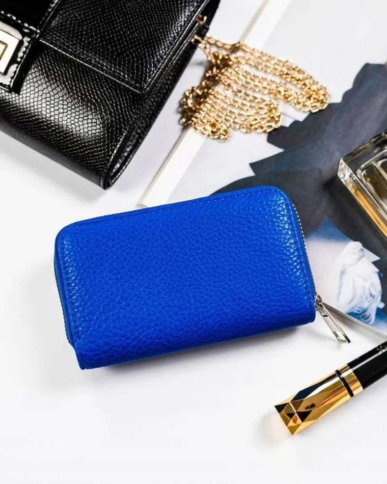 Portfel, niebieski, skóra ekologiczna, Cavaldi