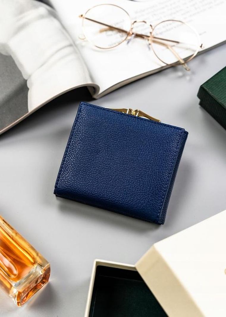 Portfel, niebieski, skóra ekologiczna, Milano Design