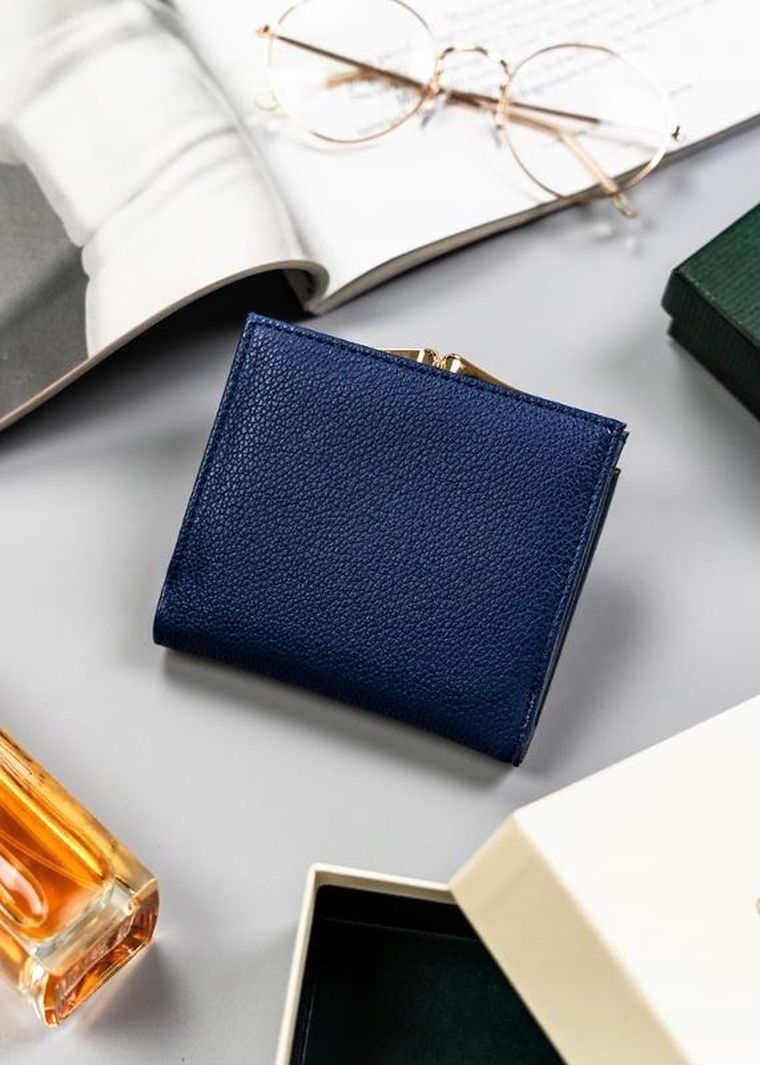 Portfel, niebieski, skóra ekologiczna, Milano Design