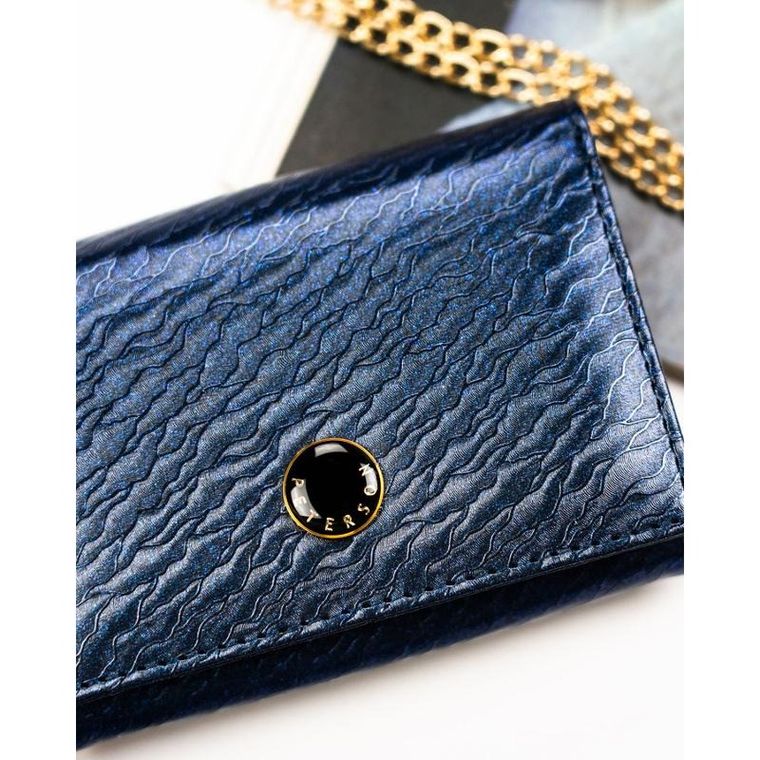 Portfel, niebieski, skóra naturalna i ekologiczna, Peterson