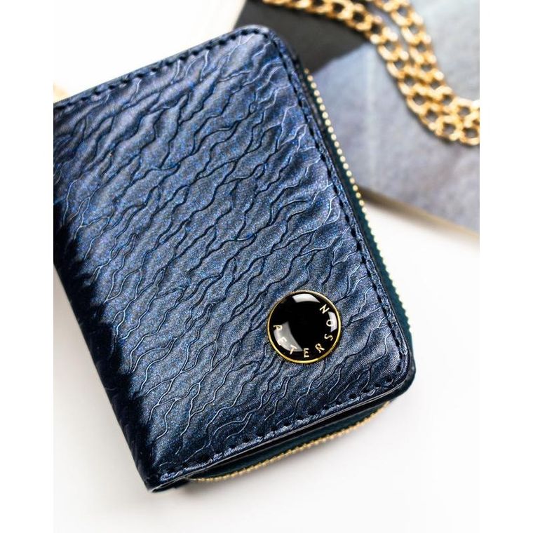 Portfel, niebieski, skóra naturalna i ekologiczna, Peterson