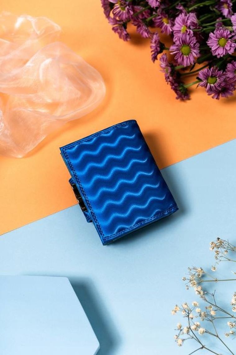 Portfel, niebieski, skórzany, Lorenti