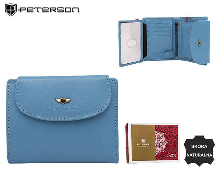 Portfel, niebieski, skórzany, Peterson