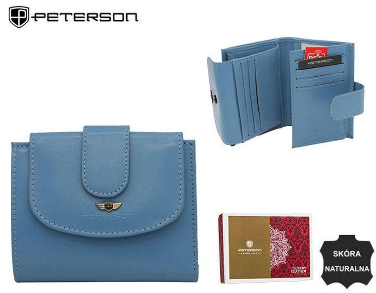 Portfel, niebieski, skórzany, Peterson
