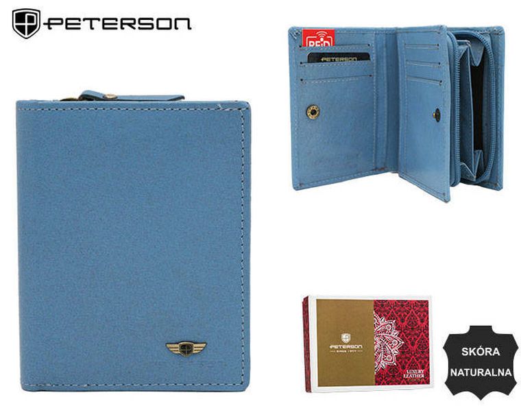Portfel, niebieski, skórzany, Peterson