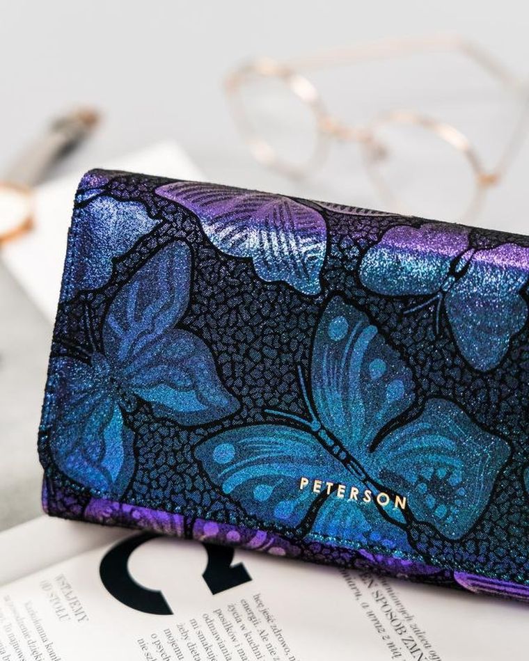 Portfel, niebieski, skórzany, Peterson
