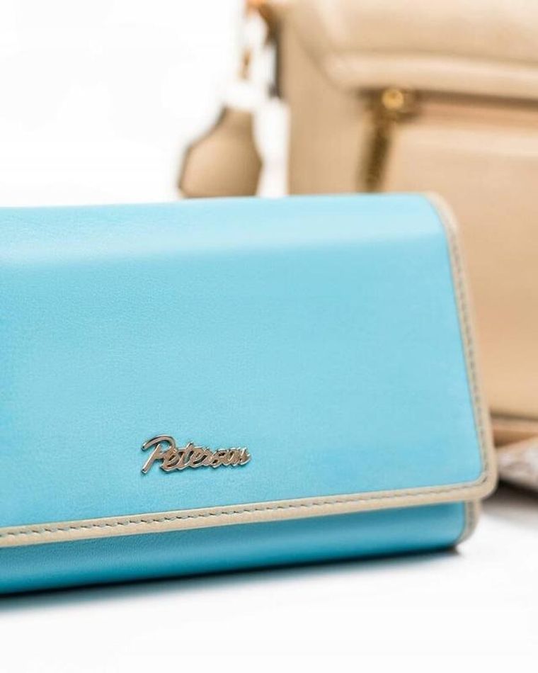 Portfel, niebieski, skórzany, Peterson