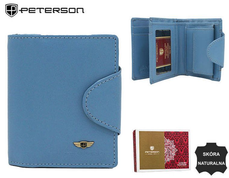 Portfel, niebieski, skórzany, RFID, Peterson