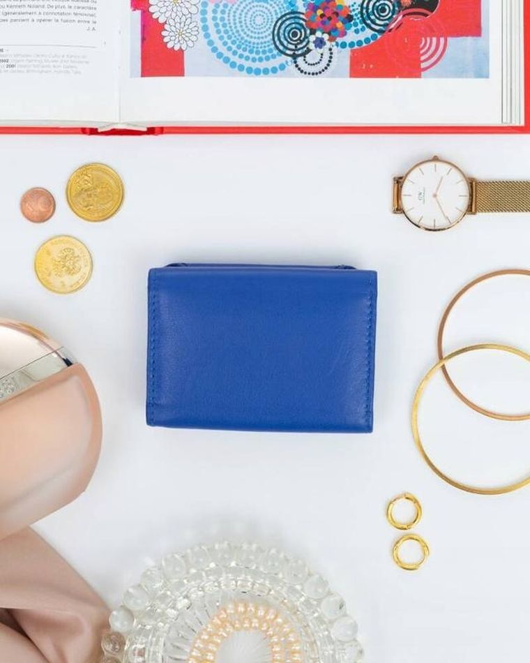 Portfel, niebieski, skórzany, Rovicky