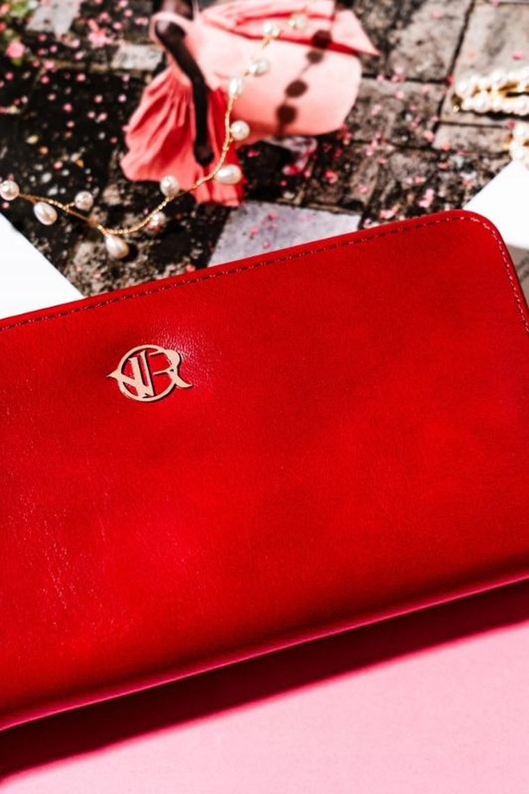 Portfel-piórnik, czerwony, skóra ekologiczna, Rovicky