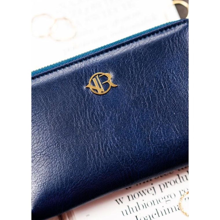 Portfel-piórnik, granatowy, skóra ekologiczna, Rovicky